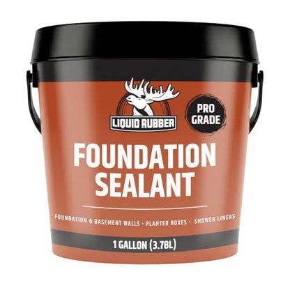 Liquid Rubber Foundation Sealant - Basement Waterproof Sealer, Black, 1 Gal | Flexible Elastomeric Coating - Crack Filler, Leak Repair, Basement Waterproofing Solution, Indoor/Outdoor Use, DIY Protection - size: 1 Gallon
