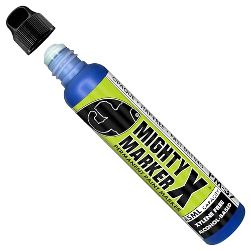 PM-37 Industrial Dauber Paint Marker - 18mm Wide Tip for Metal, Glass & Non-Porous Surfaces - Xylene Free, 45ml Capacity - Blue - color: Blue