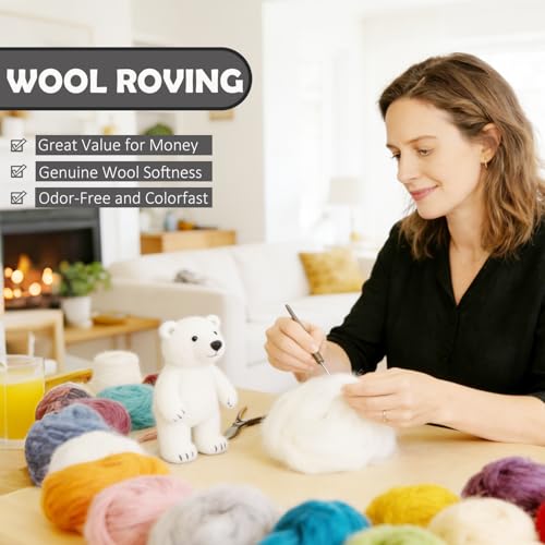 3.4oz Needle Felting Wool Dark Shadow for DIY Needle Craft Enthusiasts - color: Dark Shadow