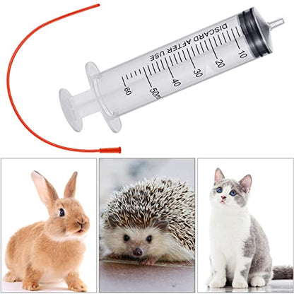 3 Sets Puppy Kitten Feeding Tube Kit, 3 Pcs 60 ml Clear Plastic Goat Syringe 3 Pcs 14 FR Red Rubber Feeding Tube, Feeding Syringe Feeding Tube Supplies for Lamb Goat Animals