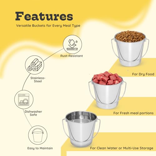 9Qt Round Stainless Steel Heavy Duty Dog Water Bucket, 2-Pack - size: 9 Quart (Pack of 2)