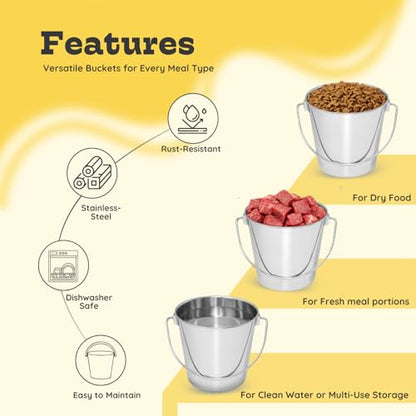 9Qt Round Stainless Steel Heavy Duty Dog Water Bucket, 2-Pack - size: 9 Quart (Pack of 2)