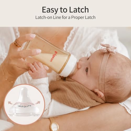 Pigeon PPSU Wide Neck Anti-Colic Nursing Baby Bottle, 8 oz, 2-Pack | Includes 2 M Nipples (3m+): Equipped with 2 natural-feel, medium-flow nipples; features a streamlined body for easy cleaning. - color: 8 Oz, 2 Packs