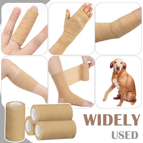 Treela 64 Pack 4" X 5 Yards Self Adhesive Bandage Wrap Beige - color: Beige, size: 4 Inch X 5 Yard
