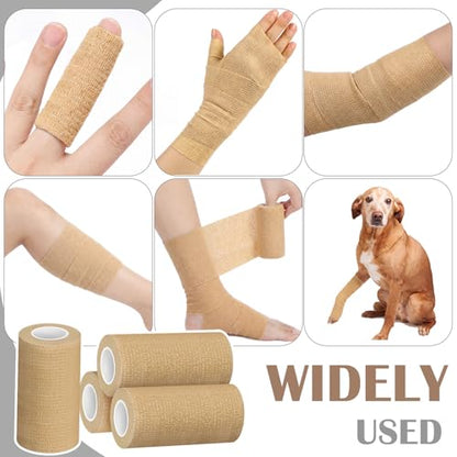 Treela 64 Pack 4" X 5 Yards Self Adhesive Bandage Wrap Beige - color: Beige, size: 4 Inch X 5 Yard