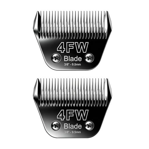 2PCS 4FW Wide Blades for Pet Grooming Compatible with Andis Clippers | Stainless Steel Clipper Blades Compatible with Oster A5,Wahl km10 for Animal Dog,Cat,Horse,Black - size: Black/2PCS 4FW