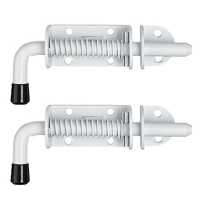 JQK Spring Loaded Latch Pin, 304 Stainless Steel Barrel Bolt Thickened 2mm Door Lock, 5 Inch Matte White Finished(2 Pack), HSB300-WH-P2 - color: White, size: 5Inch - 2Pack