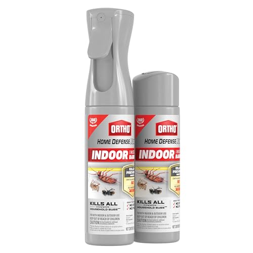 Ortho Home Defense Max Indoor Insect Barrier, 9 fl. oz. with Refill | Kills Ants, Roaches, Spiders, Fleas and Ticks, 360 Sprayer - color: Flairosol + Refill