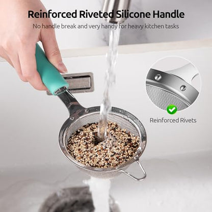 U-Taste Fine Mesh Strainer, 18/8 Stainless Steel Sieve 30 Mesh, S/Aqua Sky - color: (1) Aqua Sky, size: S-3.35in