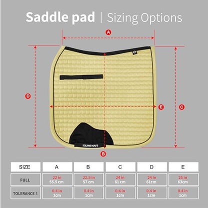 EQUINEWAVE Aria Soft Suede Dressage Saddle Pad – Breathable Moisture-Wicking Lining, Shock-Absorbing Cushion, Contoured Spine, English Horse Saddle Pad - color: Cream Yellow