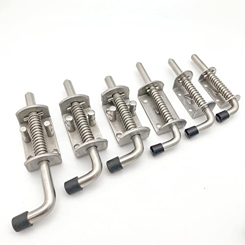 1PC Heavy Duty Stainless Steel 304 Spring Loaded Barrel Bolt Latch Lock,Latch Pin for Door Shed Gate or Tailgate Trailer Garage (Overall Length :135mm/ 5.31inch) - size: Overall Length :135mm/ 5.31inch