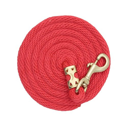 Weaver Equine Performance Lead Rope, Red, 8' Horse Value Rope with Brass Plated 225 Snap, Soft Comfort Grip, Barn Horse Tack for Daily Use