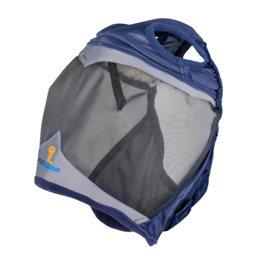 Shires FlyGuard Pro Fine Mesh Fly Mask with UV Protection Navy/Full/Ear Hole - color: Navy, size: Full
