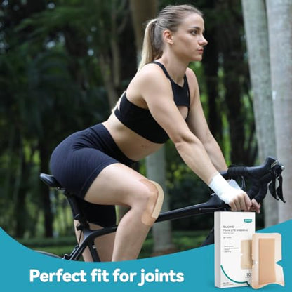 Dimora Silicone Foam Dressing 4X8 Large Bandages for Elbow Shoulder Knee - size: 4" x 8" (10 PCS)