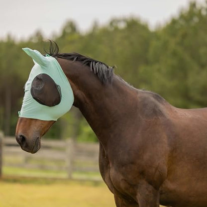 Equinavia Bug Out Horse Fly Mask, Soft Stretch Equine Fly Mask with Ears - color: Misty Jade, size: Pony