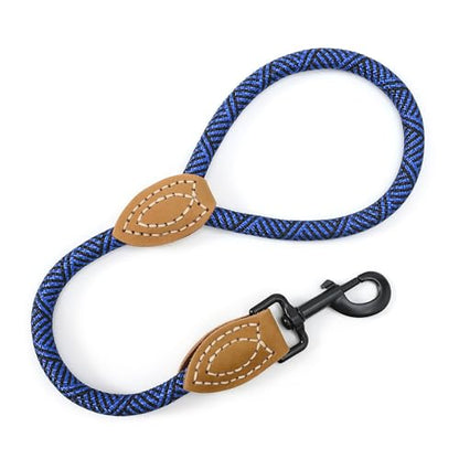 Mile High Life Dog Leash with Genuine Leather-Wrapped Ends, 4/5/6FT - color: Blue, size: 18 Inch-1/2"
