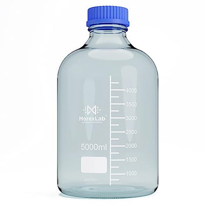 5000ML Storage Glass Bottles – 1pc Round Media Storage Bottle – Borosilicate Glass Bottles – Safe Probe Storage Glass Storage Bottles with GL60 Blue Screw Cap (5000ml - 1pc) - size: 169.1 Ounces