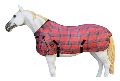 68" Horse Mesh Sheet Summer Spring Airflow Mesh 7339 - color: Red Black Plaid, size: 68 inches