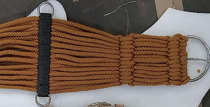 Horse Western 25 Strand Double Weave Mohair Roper Girth- Breathable Saddle Girth with Stainless Steel Buckles - color: Brown