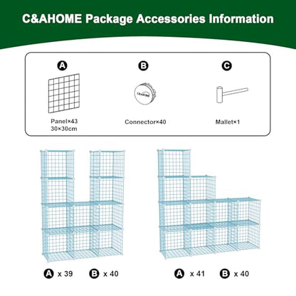 C&AHOME Wire Cube Storage, 12 - Cube Organizer Metal C Grids, Closet, Blue - color: Blue
