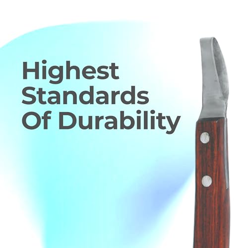 7 Inch Swiss Hoof Knife Double Edged – Stainless Steel Curved Blade Farrier Tool with Round Wooden Grip, Multipurpose Hoof Trimming Knife for Livestock. - style: Long Oval Hoof Knife
