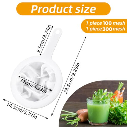 2Pcs Fine Nylon Mesh Strainer, 100/300 Fine Mesh Sieve with Handle