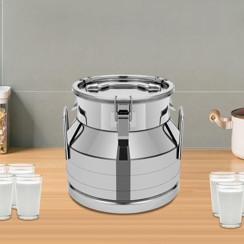 12L/3.17 Gallon Stainless Steel Milk Can,Heavy Duty Milk Jug Milk Bucket Wine Pail Bucket Bottle Stainless Steel with Sealed Lid for Milk and Wine Liquid Storage (12L/3.17 Gallon) - size: 12L/3.17 Gallon