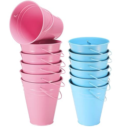 Sadnyy 12 Pack 4.5 X 5 inch Pink Blue Metal Buckets - color: Pink Blue, size: 4.5 x 5 in