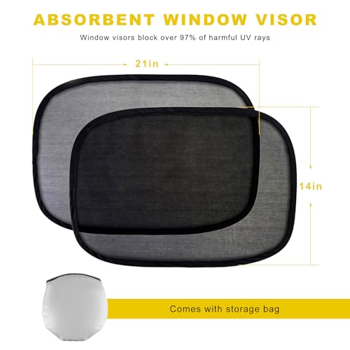 2 PCS Car Window Shade, 21"x14" Static Cling Automotive Side Window Screen Sun Shade Blocker, Removable Car Sunshade Cover Protect Your Child from Sun Glare Heat UV Rays (Transparent) - color: Transparent