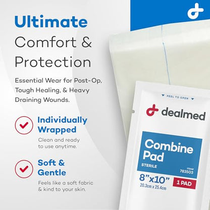 Dealmed Abdominal Combine Pads 8x10 in - Sterile Non Adherent - 360 Case - size: 8" x 10", style: Case Pack
