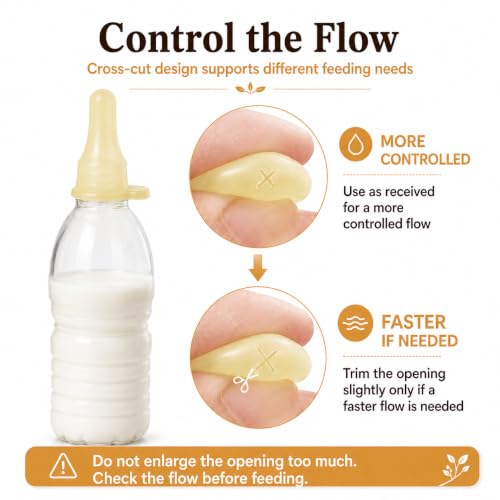 6-Pack Thicker Silicone Bottle-Feeding Nipples for Newborn Livestock