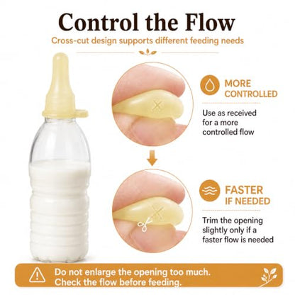 6-Pack Thicker Silicone Bottle-Feeding Nipples for Newborn Livestock