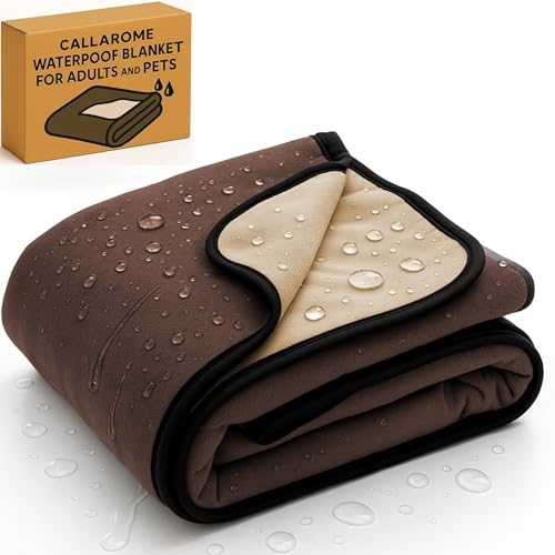 Callarome Waterproof Blanket for Bed & Couch Protection, Brown, 50"x60" - color: Grizzly Brown / Caramel Cappuccino, size: 50x60 inch