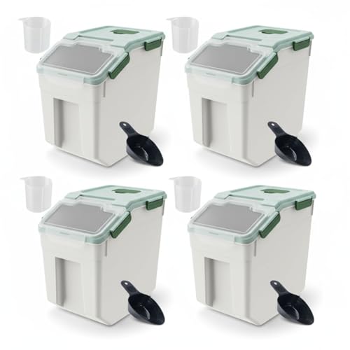 Saim 4Pack 25lbs Flour & Rice Storage Container Bin,Rice Dispenser (Green) - color: 4Pack 25lbs Green