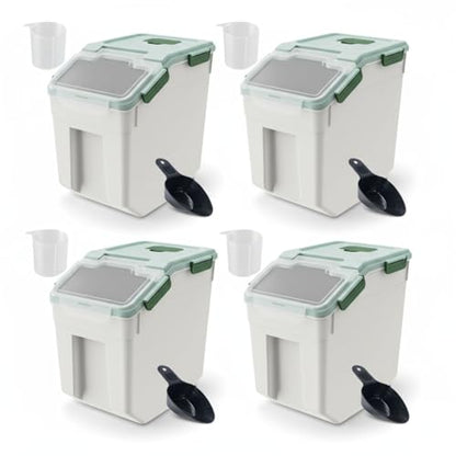 Saim 4Pack 25lbs Flour & Rice Storage Container Bin,Rice Dispenser (Green) - color: 4Pack 25lbs Green