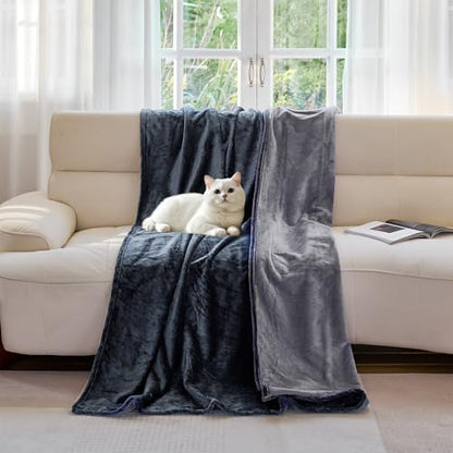 Waterproof Blanket for Bed Sofa, 60"x40" Leakproof, Slate Grey/Cool Grey | Scratch-Resistant Leakproof Pet Throw Blanket Machine Washable Reversible - color: Slate Grey/Cool Grey, size: 60x40 in