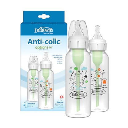 Dr. Brown's Anti-Colic Options+ Narrow Baby Bottle, Frog & Pig, 2-Pack - color: 2-Pack, Pig & Frog, size: 1 Count (Pack of 2)