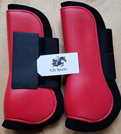 Horse Tendon & Fetlock Boots Jumping Leg Protection Boots Light Weight Support Open Front Brushing (Black (Set of 4))
