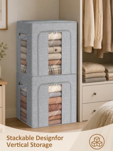 Cirhy Cashmere Sweater Storage Bags with Cedar, 2-Pack, Grey - style: 50L-Grey-2pcs