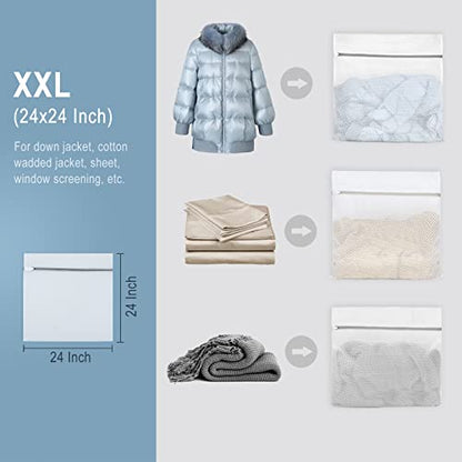 Muchfun 2Pcs Durable Honeycomb Mesh Laundry Bags for Delicates 24x24 Inches - size: 2 XX-Large