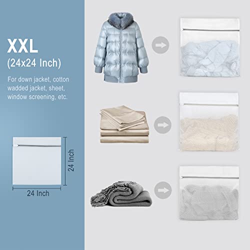 Muchfun 3Pcs Durable Honeycomb Mesh Laundry Bags for Delicates 24x24 Inches - size: 3 XX-Large