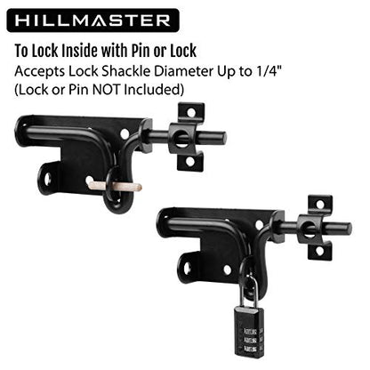 HILLMASTER Heavy Duty Slide Bolt Gate Latch with Padlock Hole, Sliding Bolt Gate Lock Door Latches Hardware for Wooden Fences Barn Doors, 2 Pack - size: 2 Pack