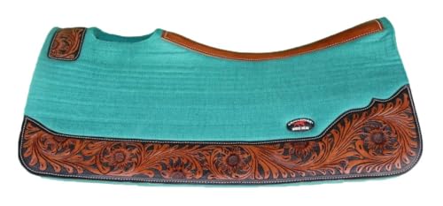 Horse 32"x30" Western Contoured Wool Felt Therapeutic Saddle Pad 39253 - color: Teal