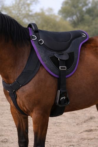 CHALLENGER Horse Saddle PAD Horse Western Lightweight Breathable Neoprene Bareback 39TS03 - color: Black/Purple