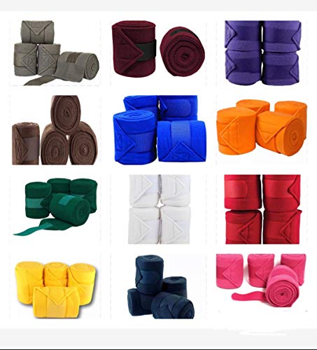 Horse Fleece Bandages/Polo Wraps/Stable Wraps Equestrian Leg Wraps Set of 4 TACK Equestrian Boots Protection (Maroon)