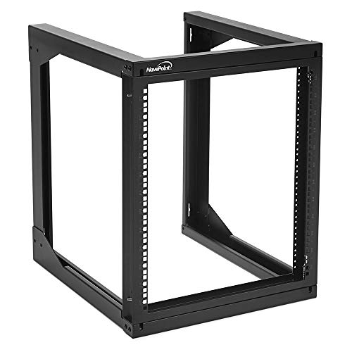 NavePoint 12U Wall Mount Server Rack - Swing Gate Open Frame for 19-Inch IT Equipment - Network Rack for AV & Server Equipment, 24" Deep, Black - size: 12U - 24in Deep