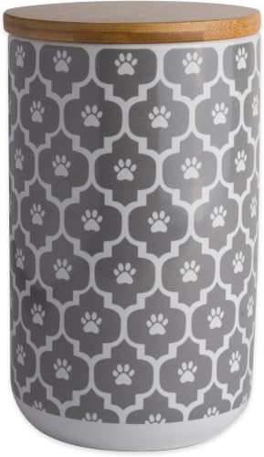 Bone Dry Lattice Collection Pet Bowl & Canister, Treat Canister, 4x6.5, Gray (Pack of 6) - color: Gray, size: Treat Canister, 4 x 6.5 in (Pack of 6)