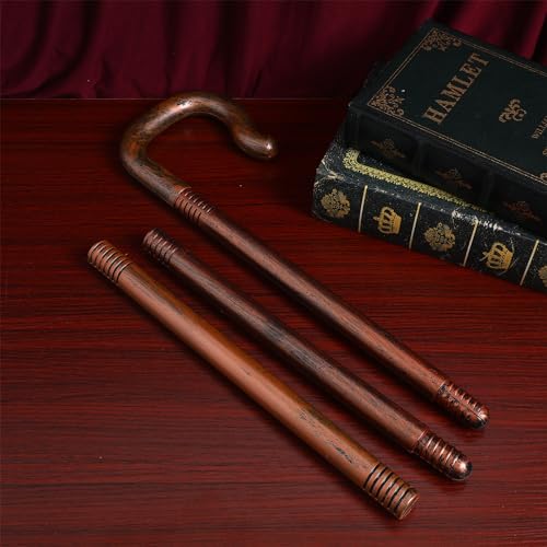Lurrose Halloween Decorations Shepherds Costume Crook Staff Antique Walking Cane Shepherd Like Hook Cane Halloween Prop Stick Biblical Costume for Halloween Costume Accessory