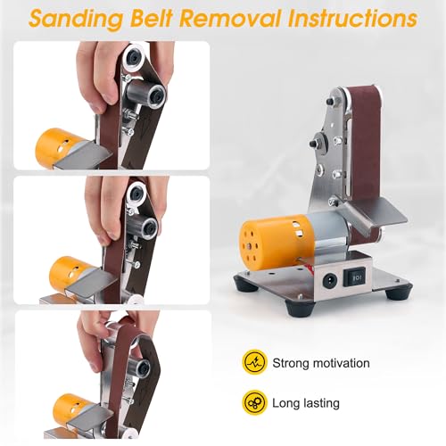 Mini Belt Sander for Knife Making, 3 IN 1 Electric Power Bench Belt Sanders | 7 Adjustable Speed Knife Sharpener Knife Polishing Kit for DIY Metal Woodworking Knife Making (Vertical) - style: Vertical Belt Sander