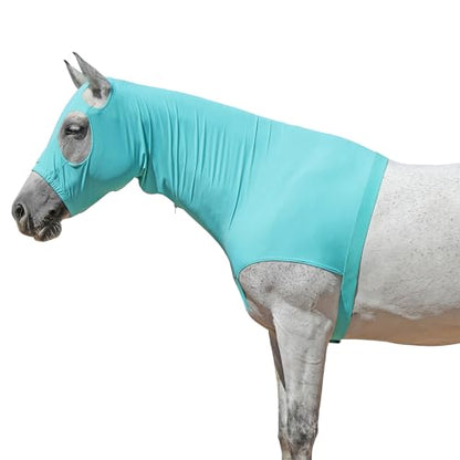 Horse Slinky Hood with Zipper, Stretchy Sleazy Hood Turquoise S - color: Turquoise, size: Small